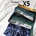 5/10pcs/set Ice Silk Men's Underwear Solid Color Men Boxer Shorts Summer Breathable Underpants U Convex Lingerie Sexy Panties