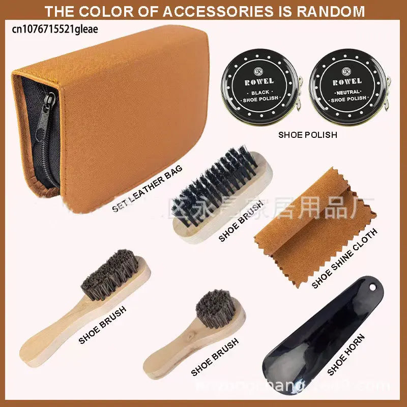 1set Leather Shoes Polish Set Brush Cleaning Kit Keep Shiny Clean Tools for Leather Shoes Care Kit Portable for Boots Sneakers
