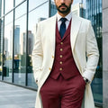 Ivory Long Blazer Men's Suits Single Breasted Wedding | SAMAG