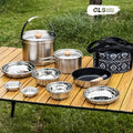 CLS&NOBANA Newset Outdoor Camping Stainless Steel 14PCS 22PCS Triple Stencorpel Set Camping Dinware Bowl Pot Set Household Pot