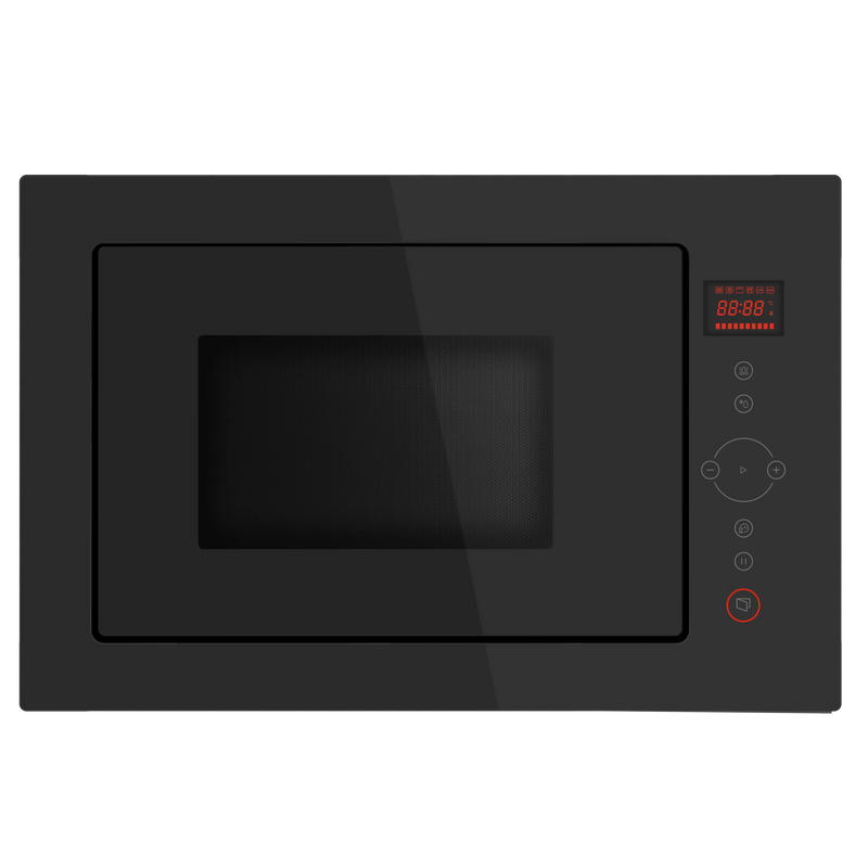 25L Black Built-in Microwave Oven With Grill Stainless Steel Cavity