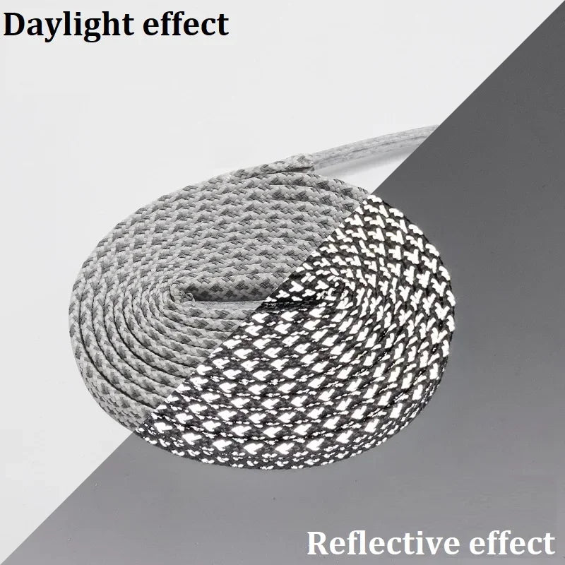 1Pair 3M Flat Reflective Shoelaces for Sneakers Glow at Night Be Applicable Sport Running AF1/AJ Luminous Shoe Lace Shoestring