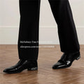 Patent Leather Metal Chain Heel Gentleman Oxfords Lace up Alpha Male Dress Shoes Classic Formal Shoes for Party Wedding Business