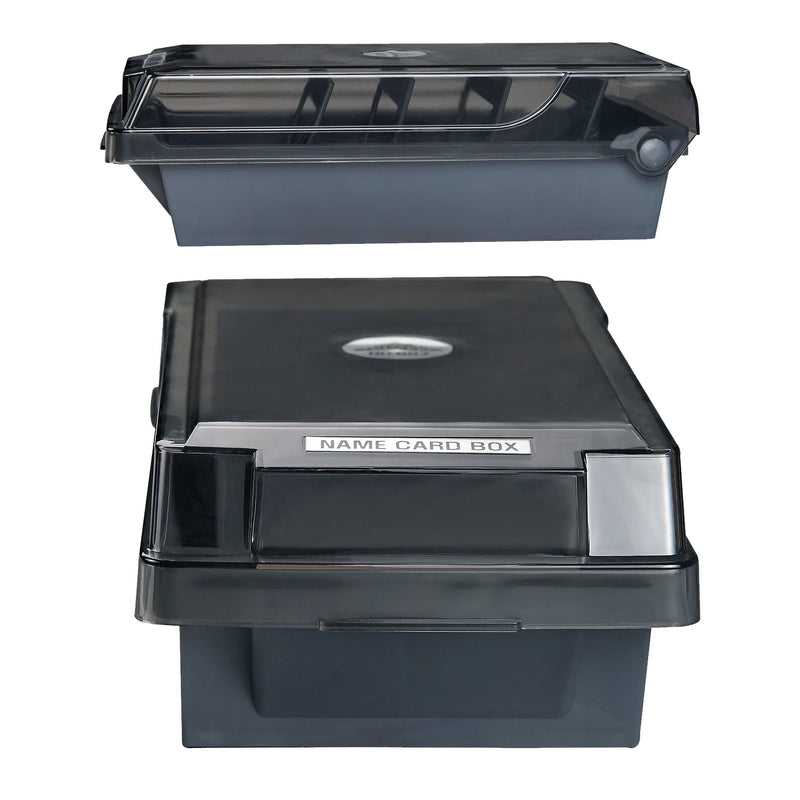 JIELISI Name Card Box Business Card Holder For Desk With Dividers And Index Tabs For Men And Wowen 500 Cards Capacity