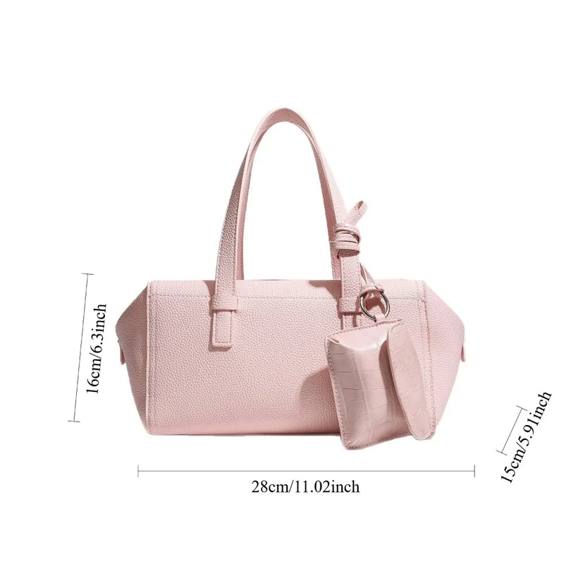 Spring Summer New Minimalist Large Capacity Commuter Boston Bag Versatile Single Shoulder Crossbody Bag Handbag for Women
