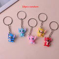 10Pcs/Lot Cartoon Keychain Cartoon Lilo & Stitch Cute Doll Keyring Ornament Key Chain Car Pendant Kids Gifts