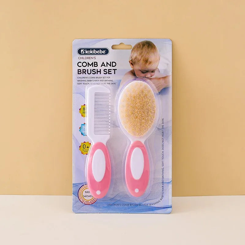 Baby Hair & Body Wash Brush Set-Soft Bristle Bath Scrubber,Gentle Hair Comb & Woolen Care Brush for Gentle Cleansing & Grooming