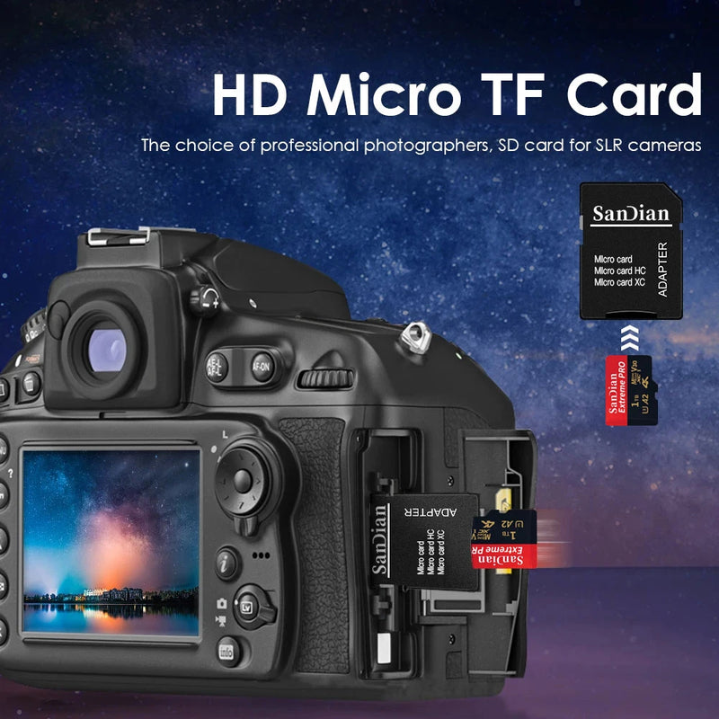 Memory Card Micro TF SD  Flash Card  A2 High Speed Mini SD Storage 128GB with Adapter for Phone camera