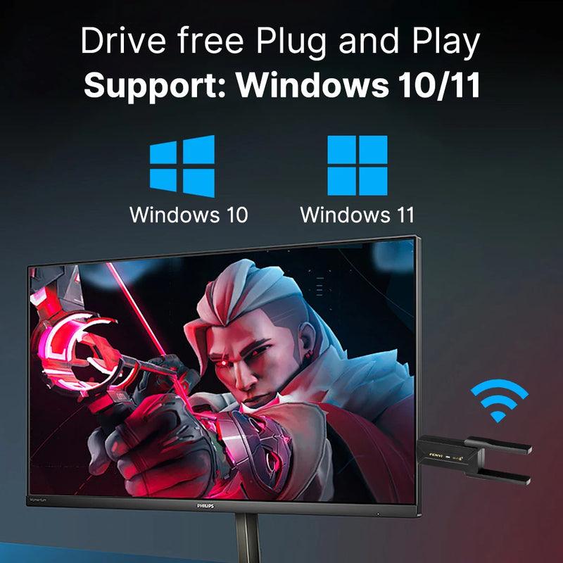 Fenvi WiFi 6 AX900 Dual Band 2in1 USB Bluetooth 5.3/5.4 Network Wireless Wlan Adapter 2.4G&5GHz Win10/11 - Visuel 6 | SAMAG
