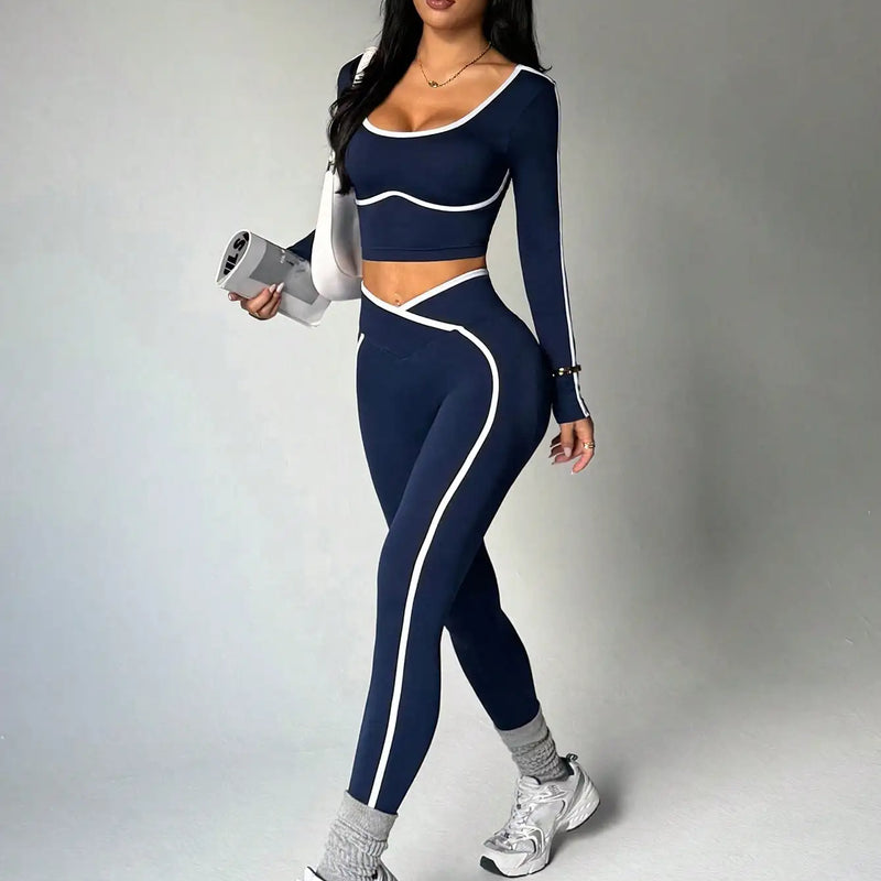 Women's Fall/Winter New Arrival Round Neck Long Sleeve Yoga Top Outdoor Sports Fitness Yoga Pants