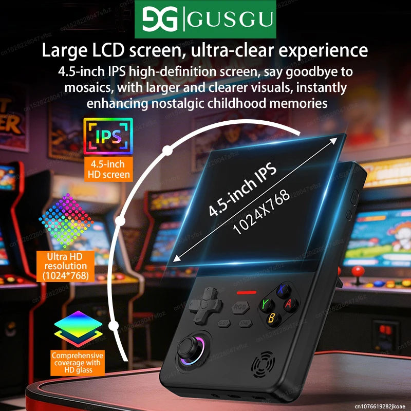 Original GUSGU H7 Portable Handheld Game Console 64 Bit Linux Retro 4.5'' IPS Screen 128G/64G for Children Gift 4000mAh Battery