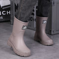 New Men's Style Rain Boots Fashion Mid-calf Waterproof Boots Work Warm Water Boots Wear-resistant Non-slip Fishing Rubber Shoes