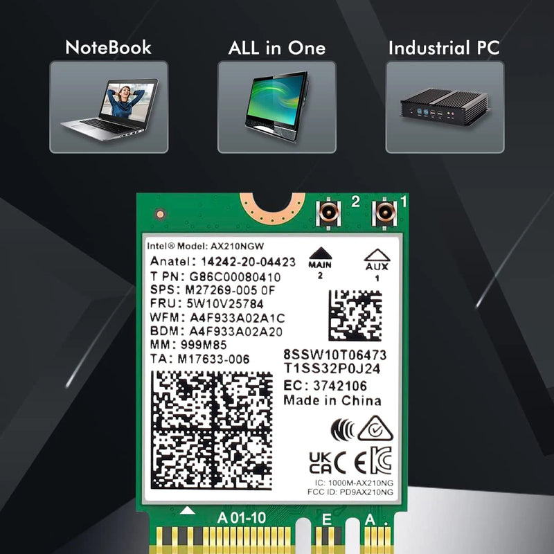 Dual Band AX210 Bluetooth 5.3 Wireless AX210NGW 2.4Gbps 802.11AX Wi - Fi 6 AX200 For Intel M.2 WiFi Card - Visuel 5 | SAMAG