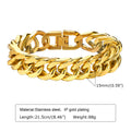 Gold Color Men's Chain Bracelet, Hip Hop Stainless Steel Chunky Wristband, Rock Punk Jewelry Gift for Dad - Visuel 25 | SAMAG