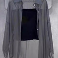 Plus Size Women’s Tops 2025 Summer Breathable and Sun-Proof Ice Silk Button Thin Loose Sheer Chiffon Blouses Shirts Long Sleeve