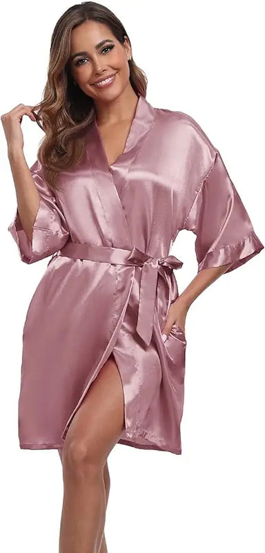 Women's Pure Short Silky Robes Bridesmaid Bride Party | SAMAG