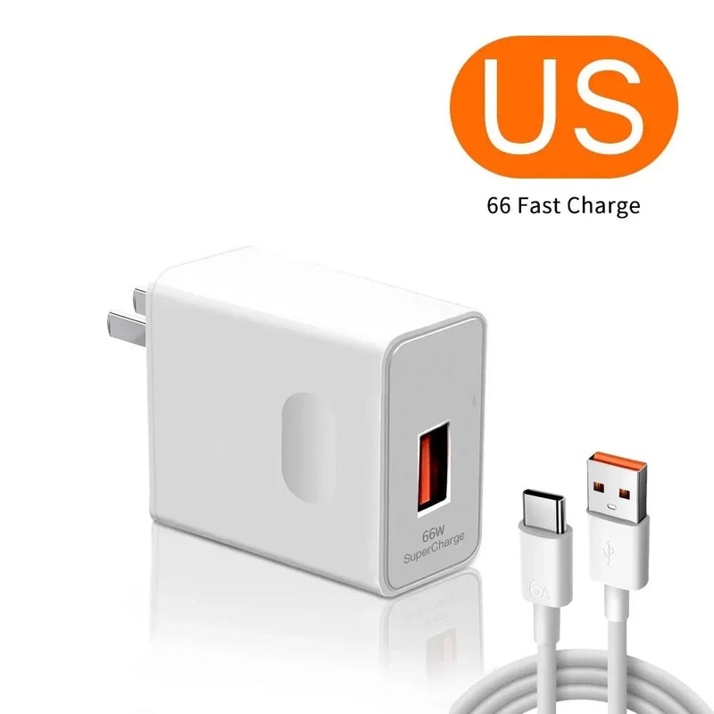 66W 6A Super Fast Charger for Huawei Mate 40 50 60 P50 P60 Nova 9 10 Honor 90 100 Magic 5 Lite 6 Pro Type C Fast Charging Cable