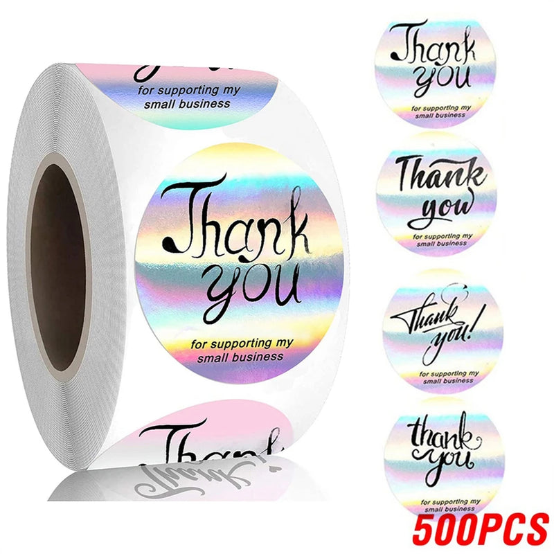100 - Rainbow Laser Thank You Stickers 1inch Small - View 15 | SAMAG
