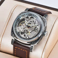 Men Automatic Watch Retro Style Mechanical Watches Skeleton Carve Waterproof Leather No Logo Mens Watch Boyfriend's Gift