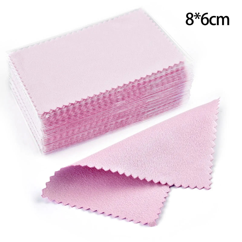 50pcs 10x6.3cm/10x6cm/8x6cm Silver Clean Polishing Cloth Soft Clean Wipe Wiping Cloth For Necklaces Rings Jewelry Clean Tools