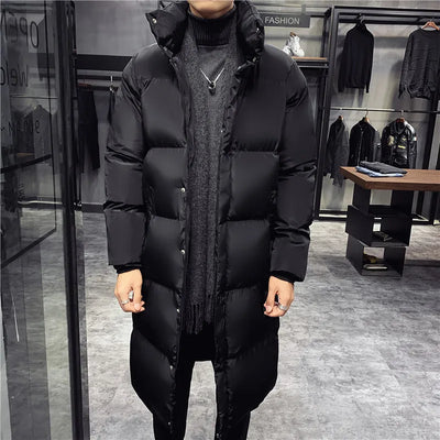 New Men's Down Jacket Mid Length Warm Standing Collar | SAMAG