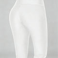 Women's High Waisted White Leggings Knee - Length Yoga - View 5 | SAMAG