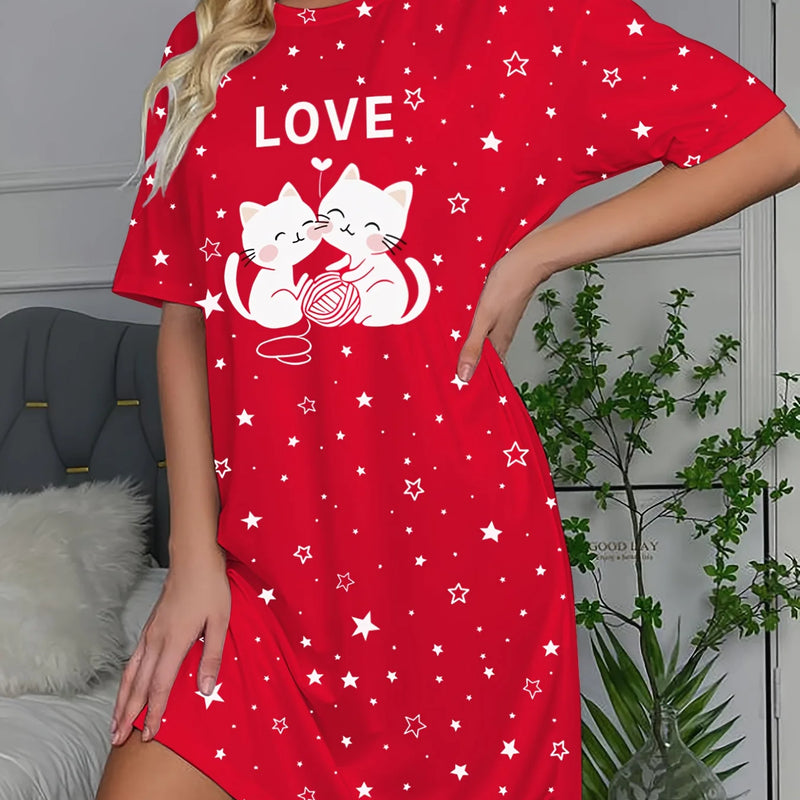 A Lovely Dress for Women Featuring a Cat And Star Letter | SAMAG