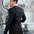 Sparkly Diamond Beaded Men Suit 3 Pieces Set Male Business Blazers Customized Groom Wedding Tuxedos Slim Gem trajes para hombre
