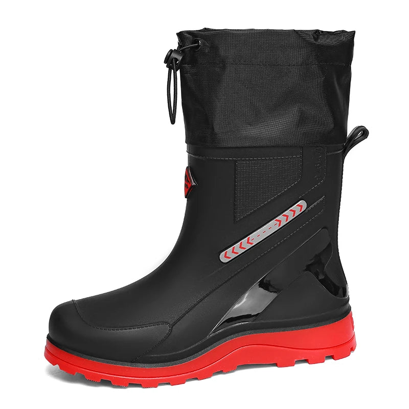 Men's high-top casual rain boots four seasons anti-slip waterproof wading fishing water shoes car wash snow kitchen rain shoes
