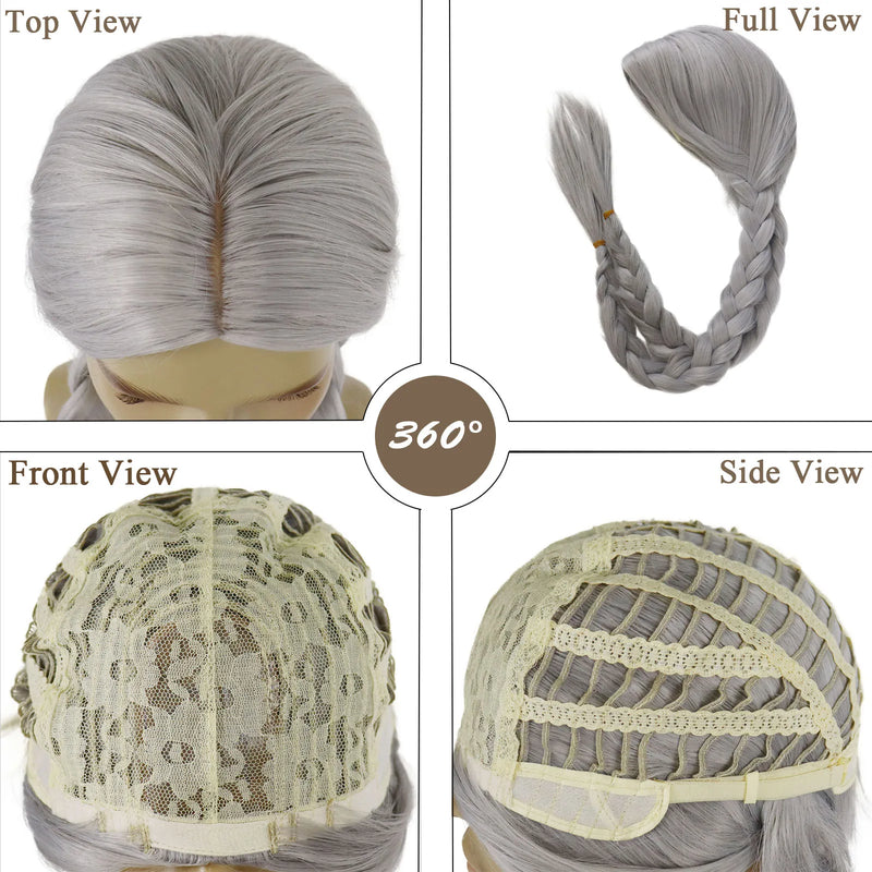 Silvery Grey Braided Wigs for Men Synthetic Hair Long Gray Wig Dreads Halloween Costume for Man Willie Nelson Wig Braid 32 inch