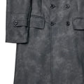 Mauroicardi Spring Autumn Extra Long Distressed Pu Leather Trench Coat Men Belt Double Breasted Luxury Designer Clothes Fashion