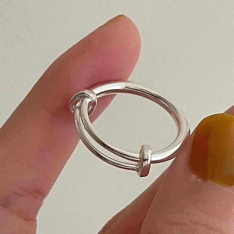 BF CLUB 925 Sterling Rings for Women Adjustable Simple Fashion Geometric Vintage Handmade Irregular  Ring Party Gifts