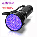 9/12/51LED UV Flashlight Portable Pet Urine Stain Money Detection Torch Blacklight Emergency Waterproof Ultraviolet Flashlight