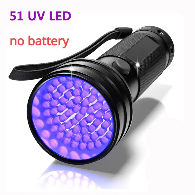 9/12/51LED UV Flashlight Portable Pet Urine Stain Money Detection Torch Blacklight Emergency Waterproof Ultraviolet Flashlight