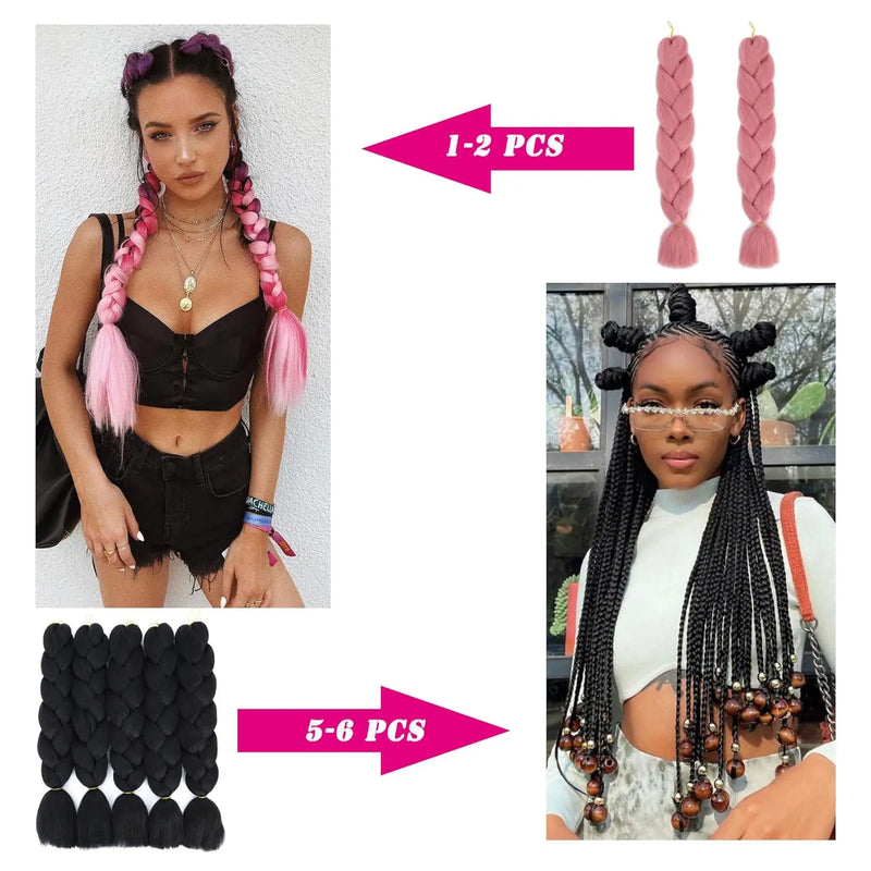 100g 24inch Jumbo Braiding Hair Synthetic Braiding Hair Braid in Hair Extensions Braids Hair for Twist for Daily Cosplay
