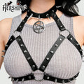 HERSHINE 1 piece women's black pointed nail pentagram hanging neck wrapped chest strap Y2K dark style Halloween accessory