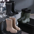 Stylish Men's Tall Rain Shoes New Cinch-Top Waterproof Non-Slip Mid-Calf Boots for Work Fishing Kitchen Use