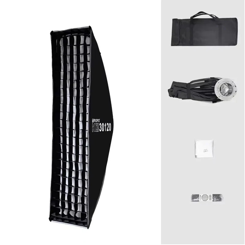 TRIOPO K3-6090 K3-30120 Rectangular Quick Release Bowens Mount Softbox with Grid for LED Video Light Soft Light Modifier