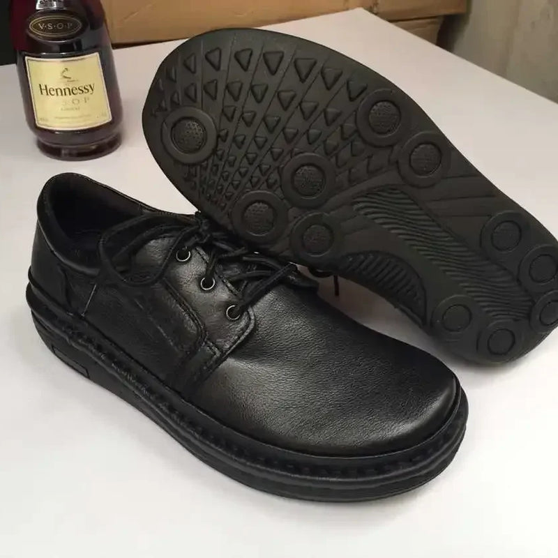 Men's Large Size Leather Cow Shoes Flat Outdoor Leather Shoes 46 47 All Genuine Leather Casual Shoes