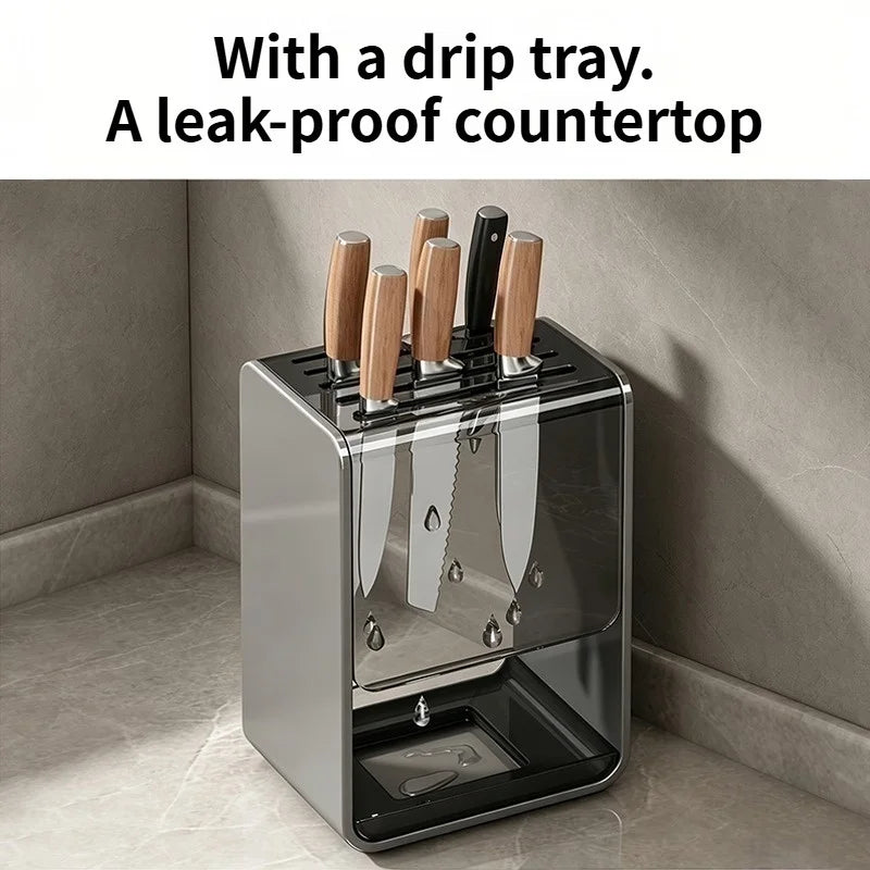 Countertop & Wall Mount Gray Kitchen Rack Integrated Knife Chopstick Dual Purpose Storage Holder - View 5 | SAMAG