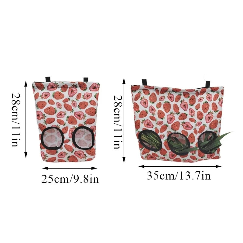 Hay Bag Hanging Pouch Feeder Holder Feeding Dispenser Container for Rabbit Guinea Pig Small Animals Pet Bunny Cage Accessories