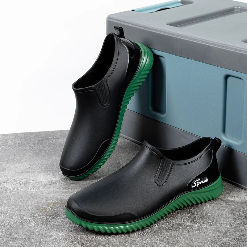 1 Pair of Ankle Rain Boots For Men Simple Waterproof Rain Shoes Toughness Anti-slip Fishing On Work Camping Waterproof