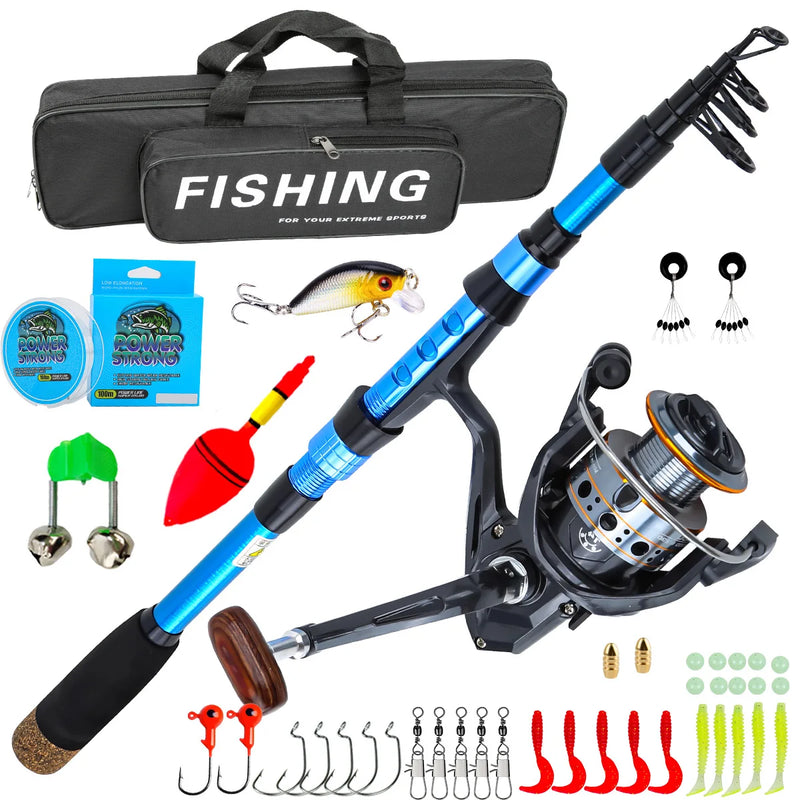 8m High Carbon Ultralight Super Hard Telescopic Fishing Rod Reel Combo Portable Full Set With Simulated Lures Line Hooks Float