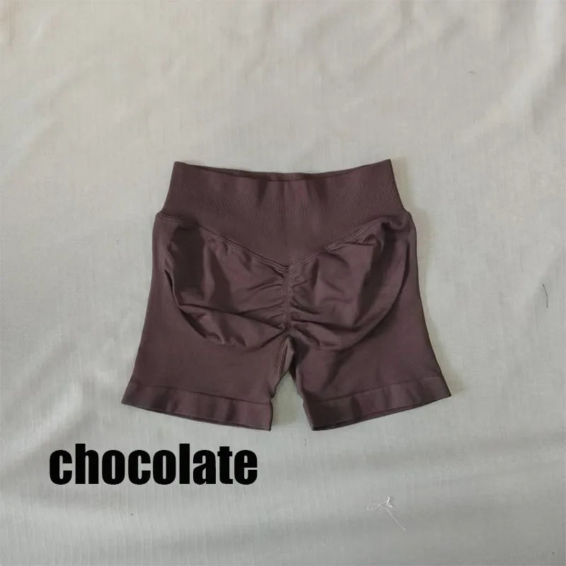 DF L0G0 Women Impact High Waist Seamless Hip Lifting Shorts Elastic Breathable Fitness Yoga Running Workout Shorts