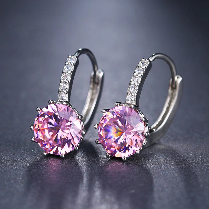 Classic Green AAA Cubic Zirconia Stud Earrings Round Crystal Girl Ear Studs For Women Multicolor Fashion Jewelry brincos AE176