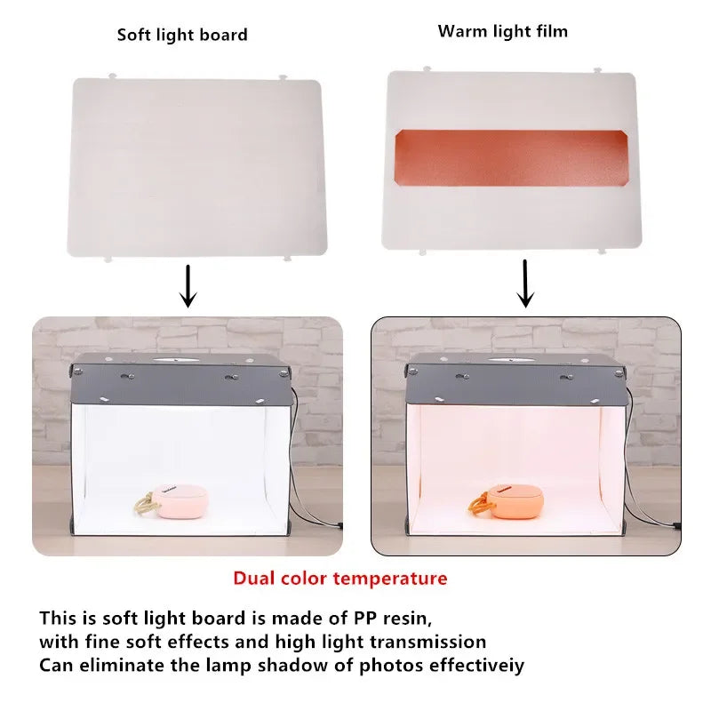 SANOTO 30cm Photography Table Top Light Box Portable Softbox Photo Studio Shooting Tent Kit With 72 LED Lights and 6 Backdrops