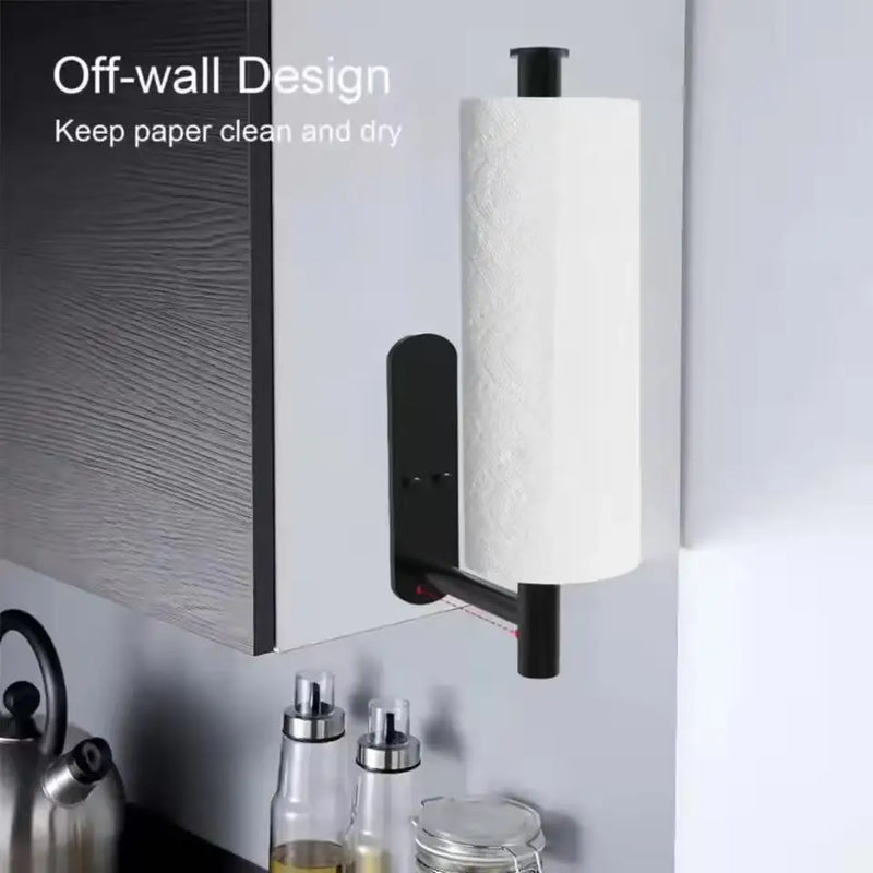Stainless Steel Silver / Black Paper Towel Wipe Hanging Rack Can Store Cling Film Roll For The Kitchen - View 2 | SAMAG