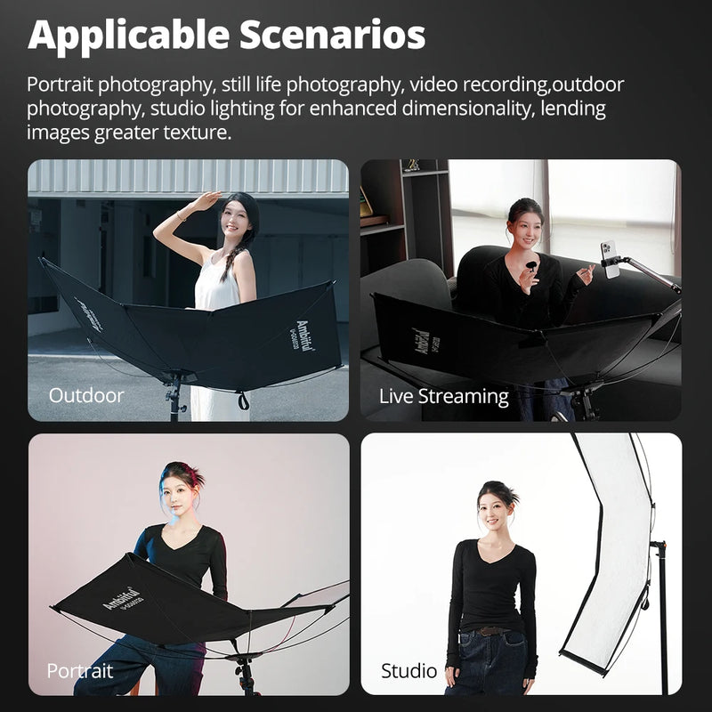 AMBITFUL UGO 65*120cm 3in1 Quick-release U-shape Reflector Kit With 280cm KS-280 Air Cushion Light Stand Studio Ourdoor Kit