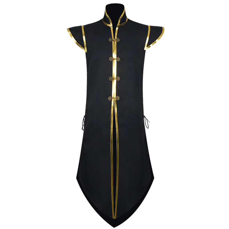 Mens  Medieval Viking Vest Long Vest Renaissance Sleeveless Jacket Knight Surcoat With Buttons Halloween Carnival Party Uniform