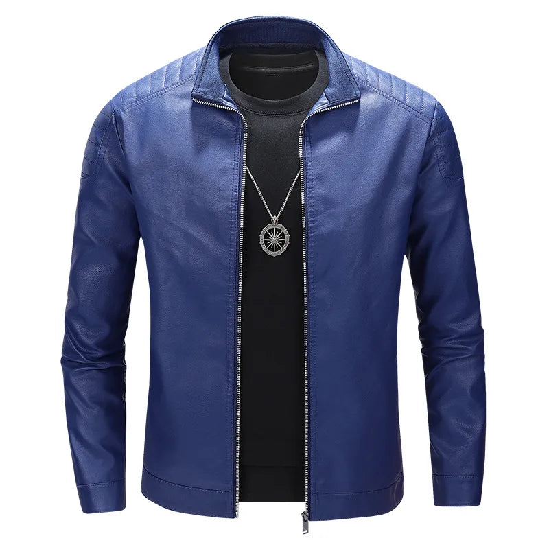 Pu Coat Men Coats Faux Leather Jackets Stand Collar Zipper Y2k Streetwear Jacket Zipper Splice Outerwear Motorcycle 2026 Spring